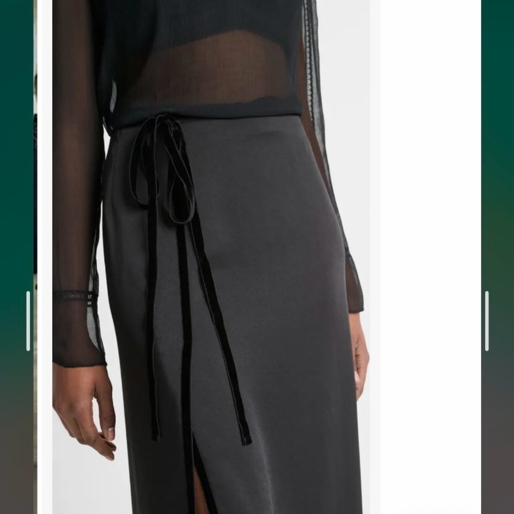 Vince Charcoal Midi Skirt with Side Slit in Black Size 4 - Picture 2 of 7